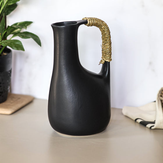 Riviera Jug - Woven Handle | Black