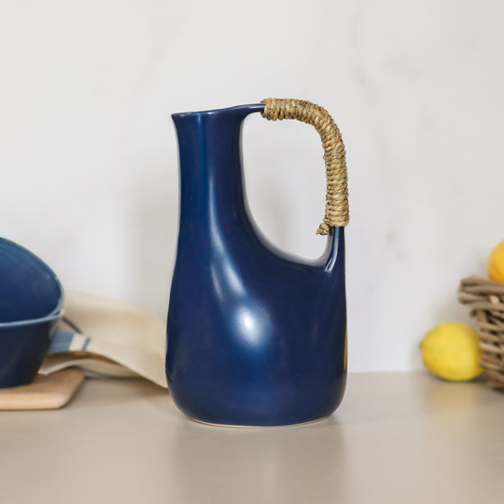 Riviera Jug - Woven Handle | Deep Blue
