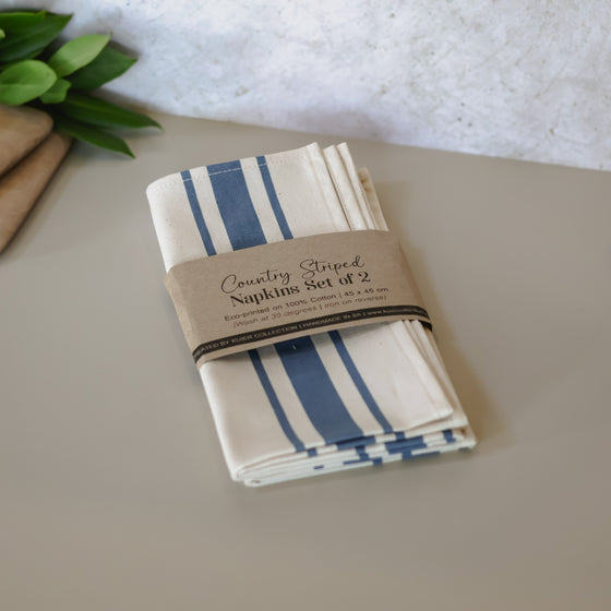 Country Striped Napkins | Blue - Set of 2