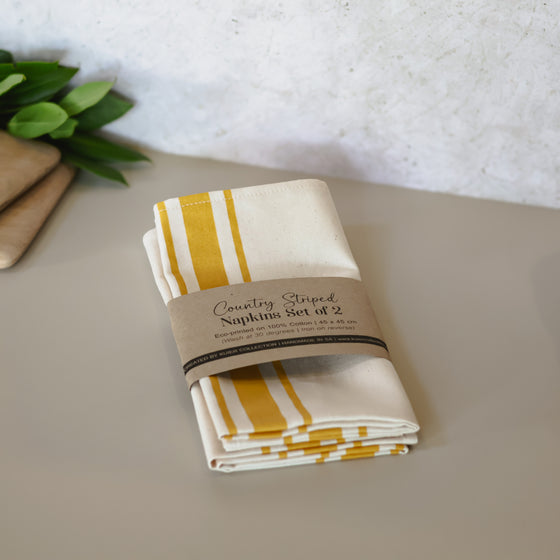 Country Striped Napkins | Mustard - Set of 2