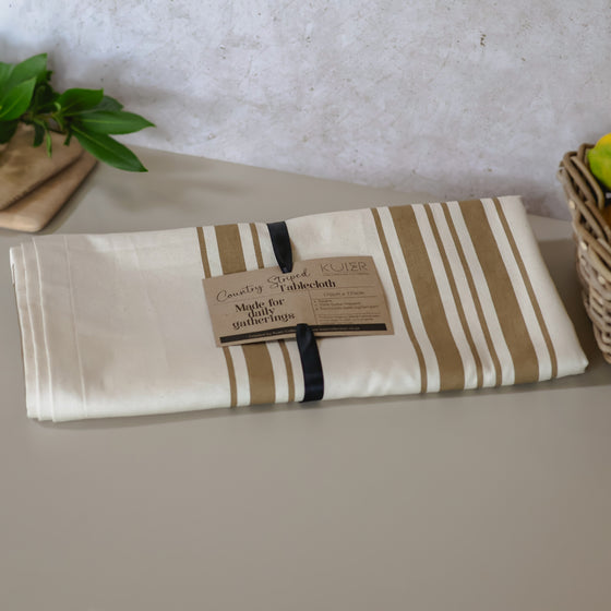 Country Striped Tablecloth | Taupe - 3,5m