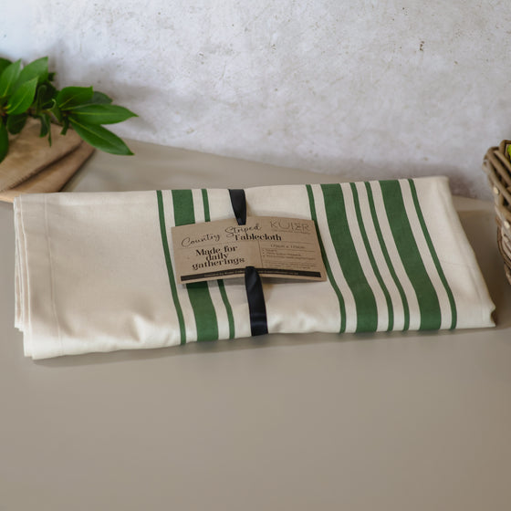 Country Striped Tablecloth | Green - 1,7m