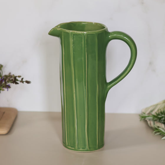 Urban Tall Jug Carved | Artichoke Green