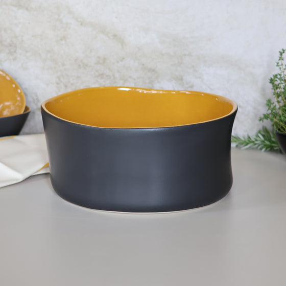 Earth Tall Serving Bowl | Ochre & Black