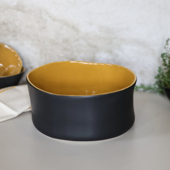 Earth Tall Serving Bowl | Ochre & Black