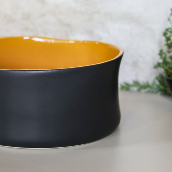 Earth Tall Serving Bowl | Ochre & Black