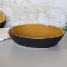  Riviera Oval Bowl - Black & Ochre | Med