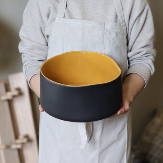 Earth Tall Serving Bowl | Ochre & Black