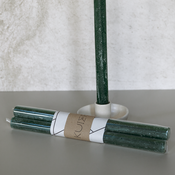 Frosted Dinner Candle Set | Dark Green