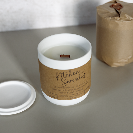 Kitchen Serenity Candle | Large Ceramic Container