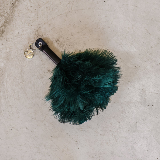 Ostrich Feather Keyring | Dark Green