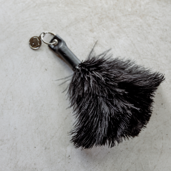 Ostrich Feather Keyring | Black