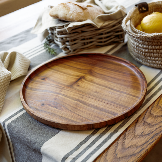 Round Wooden Plate Kiaat Large – Kuier Collection