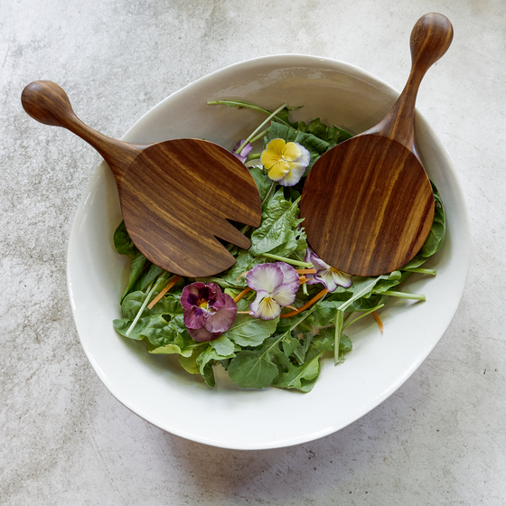 Round Salad Servers | Kiaat