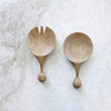Round Salad Servers | Oak