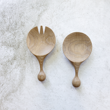  Round Salad Servers | Oak
