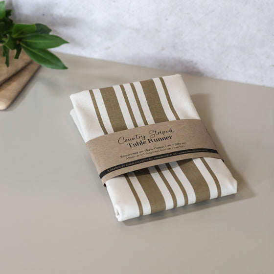 Country Striped Table Runner | Taupe - 2m