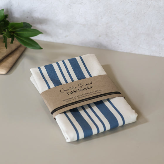 Country Striped Table Runner | Blue - 2m