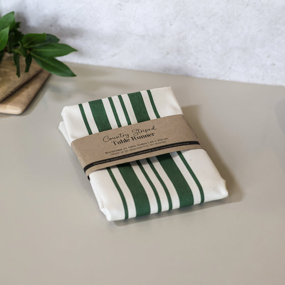 Country Striped Table Runner | Green - 1,5m