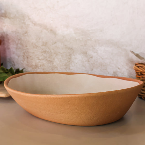 Riviera Oval Bowl - Medium | Terracotta & Off-White
