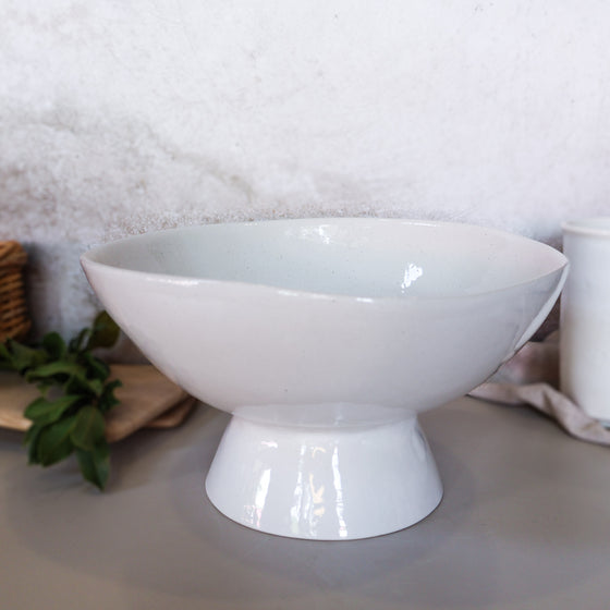 Footed Serving Bowl - Large | Off-White