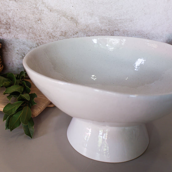Footed Serving Bowl - Large | Off-White
