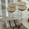 Coupe glass filled with coffee martini cocktail